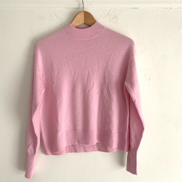 NWOT Everlane Cashmere Crop Mockneck Pink Sweater - Picture 2 of 6